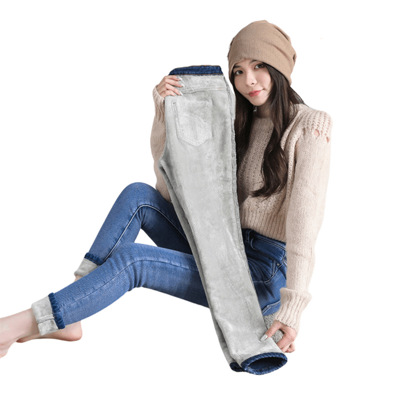 Calça Jeans Peluciada Para o Inverno - Jeans Hot